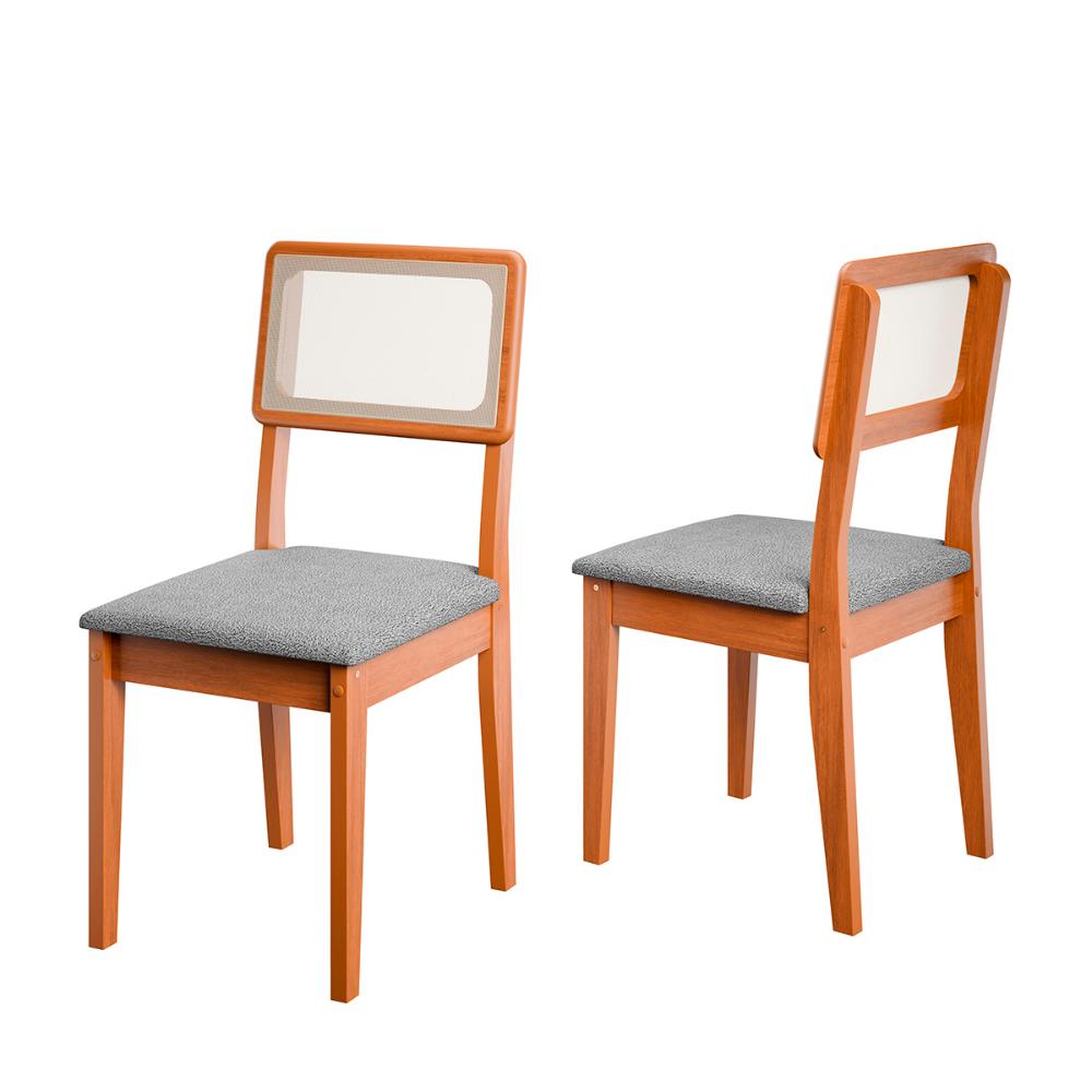 Conjunto de 6 Cadeiras de Jantar Santiago em Tecido Boucle Cinamomo/Grafite Boucle