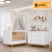 Conjunto de Berço Biscoito com Comoda Biscoito 6 Gavetas Branco Acetinado/Nature