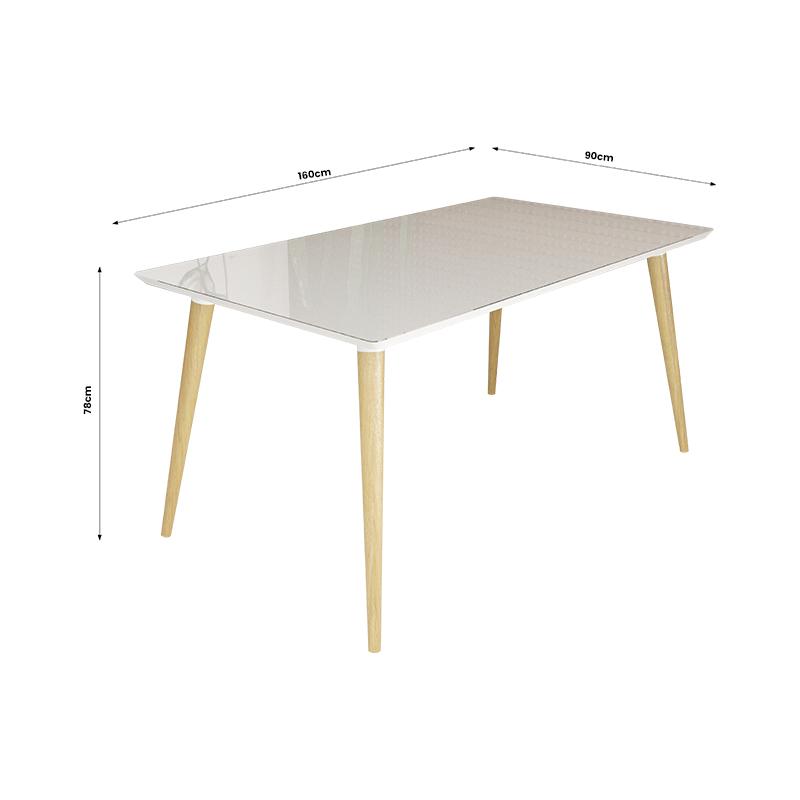 Conjunto de Mesa 160x90 Veneza Com Vidro e 4 Cadeiras Onix Branco/Bege Claro