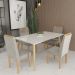 Conjunto de Mesa 160x90 Veneza Com Vidro e 4 Cadeiras Onix Branco/Bege Escuro