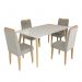 Conjunto de Mesa 160x90 Veneza Com Vidro e 4 Cadeiras Onix Branco/Bege Escuro