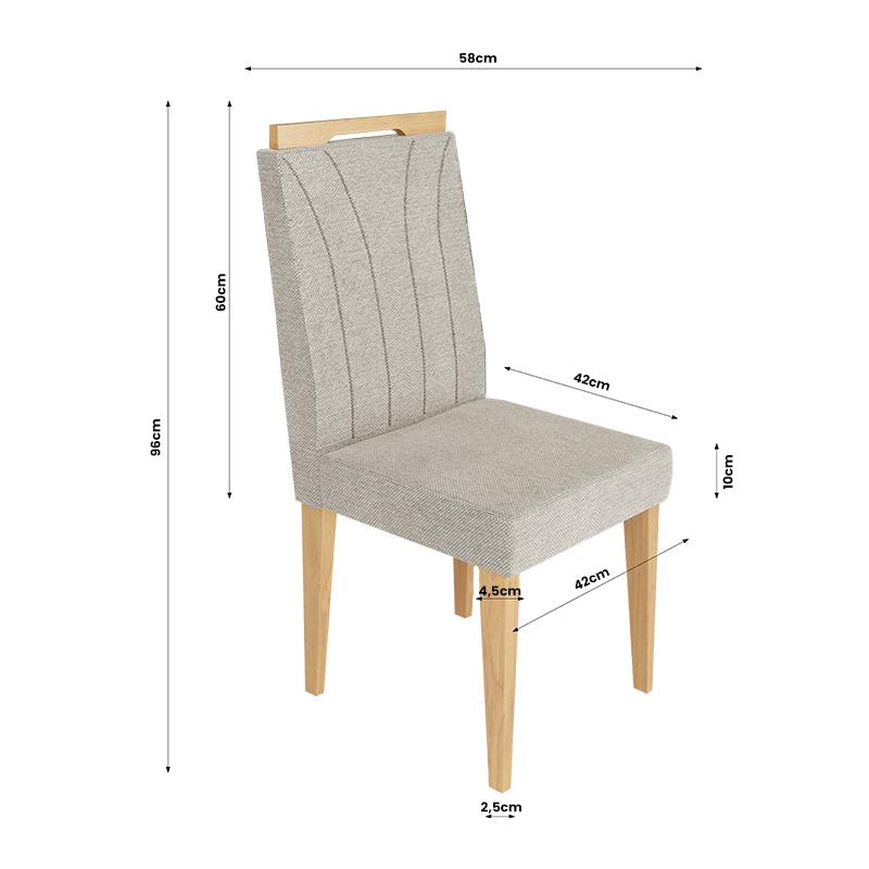 Conjunto de Mesa 160x90 Veneza Com Vidro e 4 Cadeiras Onix Branco/Bege Escuro