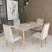 Conjunto de Mesa 160x90 Veneza Com Vidro e 4 Cadeiras Onix Off White/Bege Claro