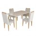 Conjunto de Mesa 160x90 Veneza Com Vidro e 4 Cadeiras Onix Off White/Bege Claro