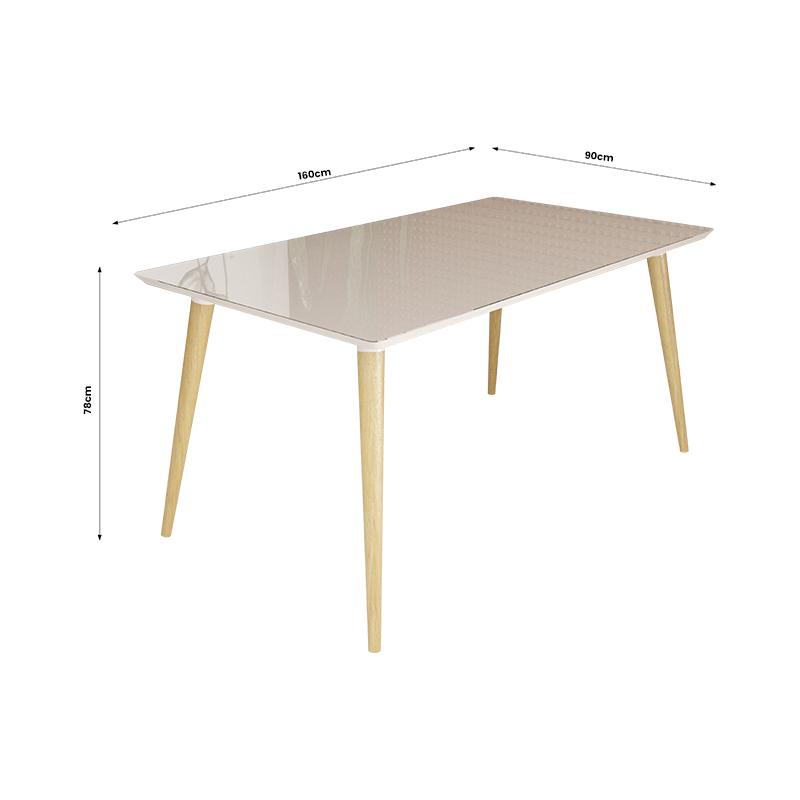 Conjunto de Mesa 160x90 Veneza Com Vidro e 4 Cadeiras Onix Off White/Bege Claro