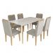 Conjunto de Mesa 160x90 Veneza Com Vidro e 6 Cadeiras Onix Branco/Bege Escuro