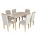 Conjunto de Mesa 160x90 Veneza Com Vidro e 6 Cadeiras Onix Off White/Bege Claro