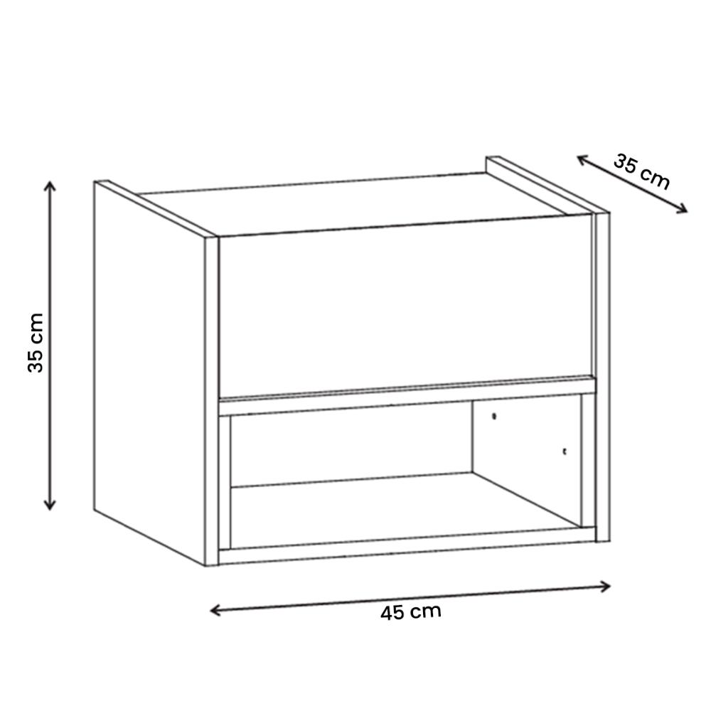 Conjunto de Mesa Cabeceira Quarto Florença Suspensa 1 Gaveta Off White/Cedro