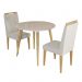 Conjunto de Mesa Redonda Veneza Com Vidro e 2 Cadeiras Onix Off White/Bege Claro