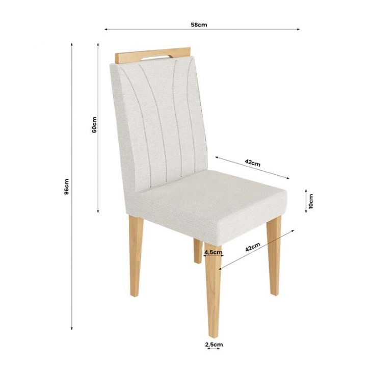 Jogo Cadeira Nicole Linho Creme Rivatti - 2 Unidades