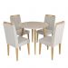 Conjunto de Mesa Redonda Veneza Com Vidro e 4 Cadeiras Onix Off White/Bege Claro