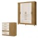 Conjunto de Quarto Guarda Roupa Malta com Comoda Venus Freijo/Off White/Frisado