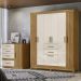 Conjunto de Quarto Guarda Roupa Malta com Comoda Venus Freijo/Off White/Frisado