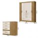 Conjunto de Quarto Guarda Roupa Malta com Comoda Venus Freijo/Off White/Frisado