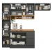 Cozinha Compacta Acacia 240cm com 7 Portas 3 Gavetas Rodape Chumbo