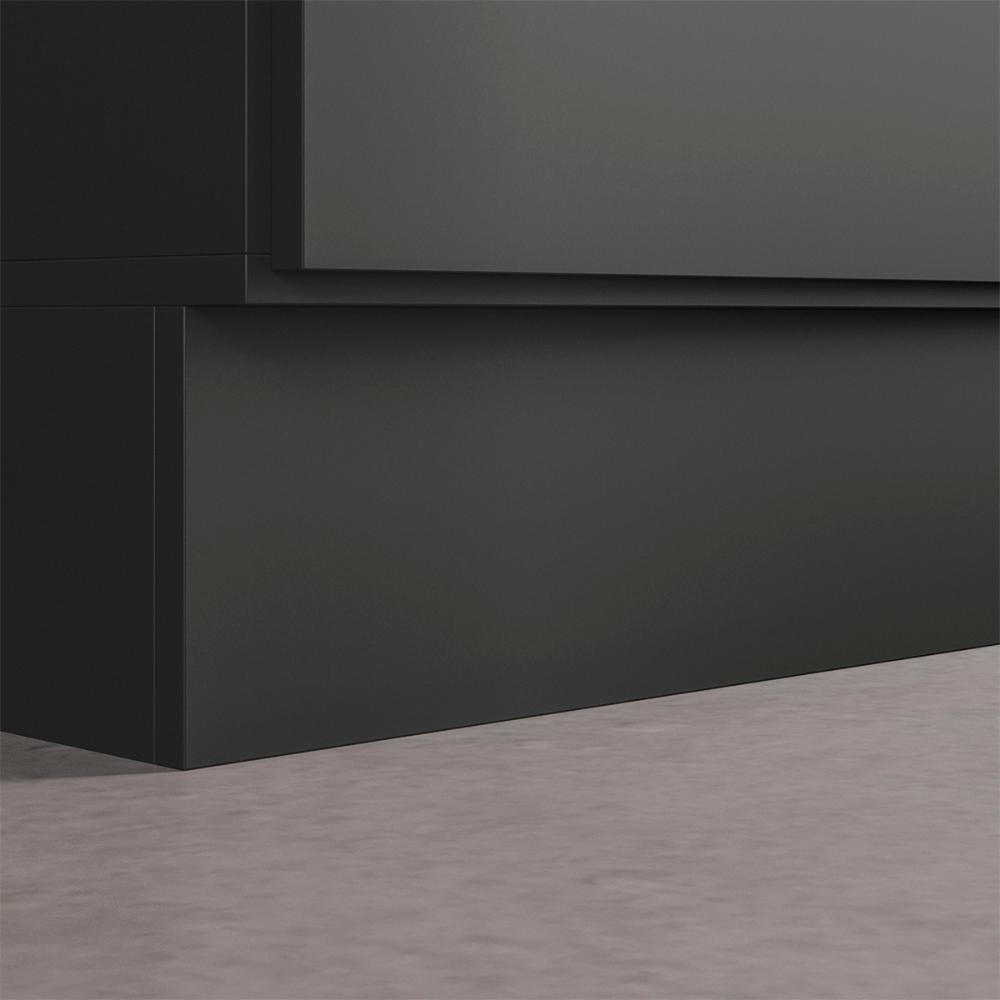 Cozinha Compacta Acacia 240cm com 7 Portas 3 Gavetas Rodape Chumbo