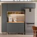 Cozinha Compacta com Balcão Acacia 240cm 7 Portas 3 Gavetas Chumbo