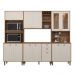 Cozinha Tunísia Completa 263cm com 12 Portas e 2 Gavetas Canelato/Off White