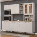 Cozinha Tunísia Completa 263cm com 12 Portas e 2 Gavetas Off White/Canelato