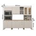 Cozinha Tunísia Completa 263cm com 12 Portas e 2 Gavetas Off White/Canelato