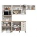 Cozinha Tunísia Completa 263cm com 9 Portas e 2 Gavetas Off White/Canelato