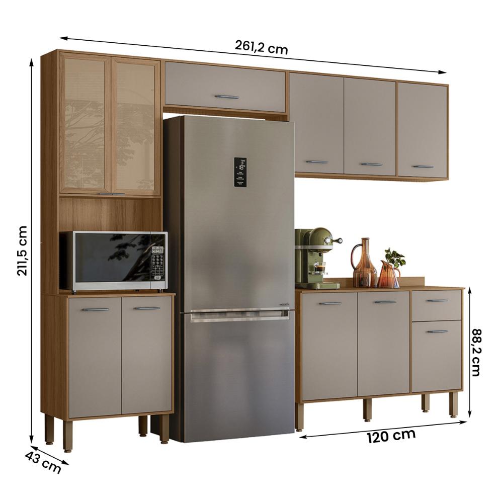 Cozinha com Balcão Paolla com 11 Portas e 1 Gaveta Ipe/Fendy