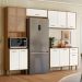 Cozinha com Balcão Paolla com 11 Portas e 1 Gaveta Ipe/Off White