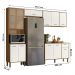 Cozinha com Balcão Paolla com 11 Portas e 1 Gaveta Ipe/Off White