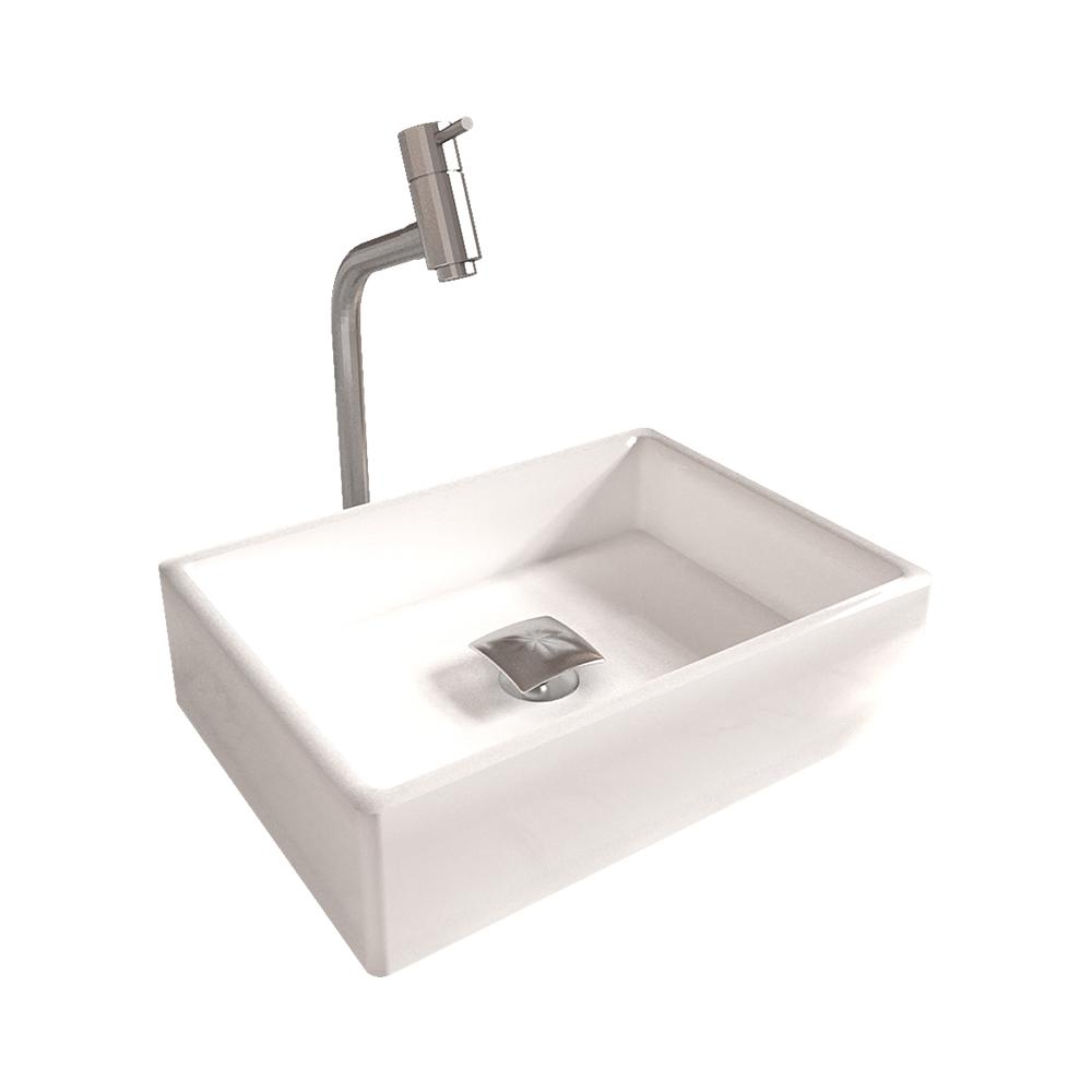 Cuba Pia Banheiro Torino Torneira DL08 Valvula Inox Click Branco
