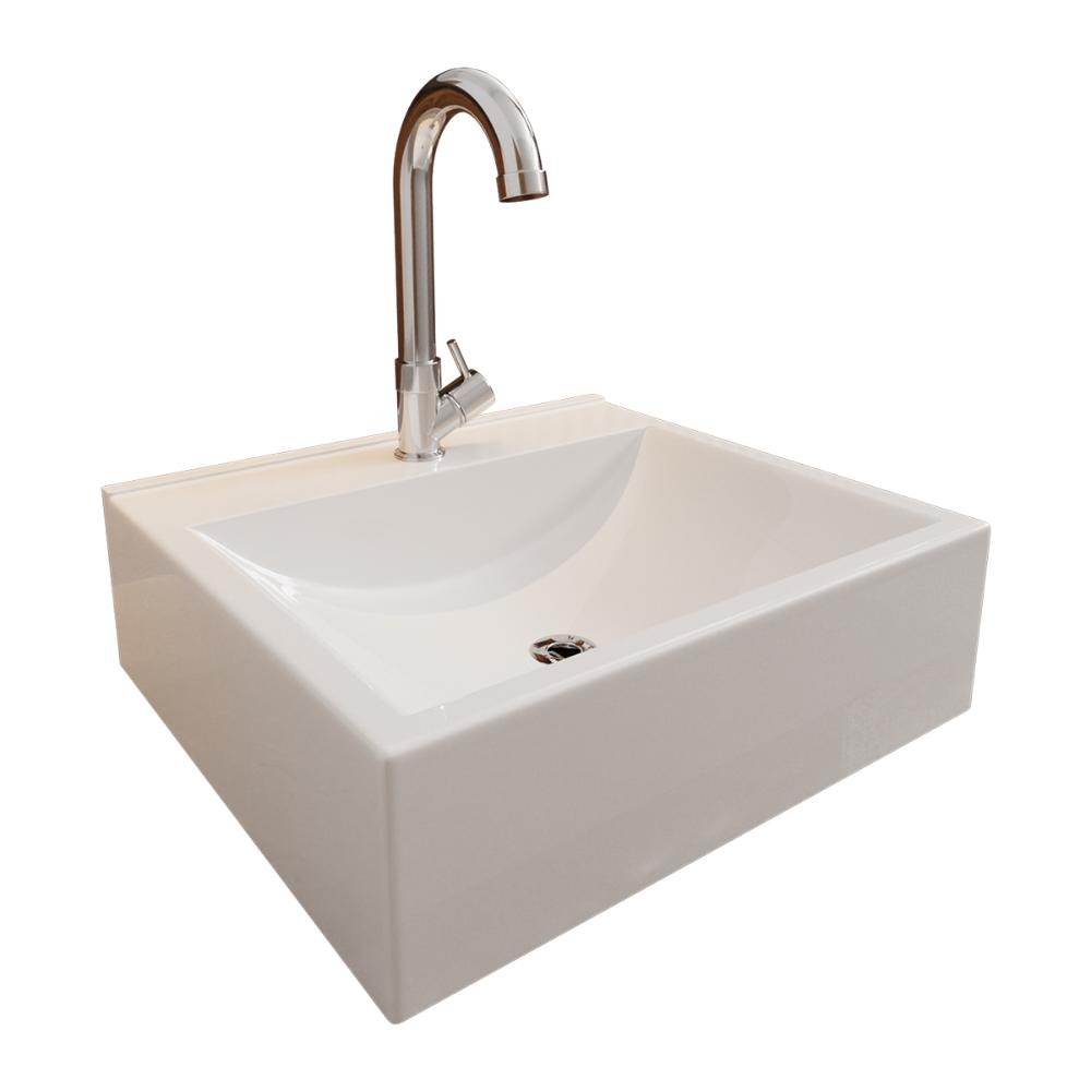 Cuba Pia Para Banheiro Roma com Torneira DL04 e Valvula ABS Branco Brilho