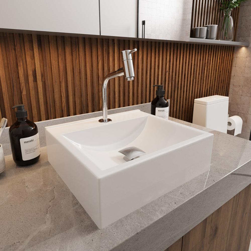 Cuba Pia Roma com Torneira DL05 e Valvula Click Inox Branco Brilho