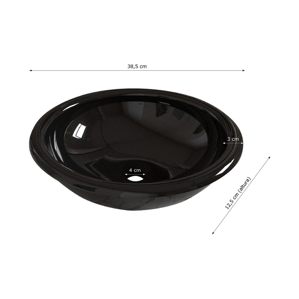 Cuba Sobrepor Lume C Torneira Inox Curva Válvula Click Black Preto Brilho