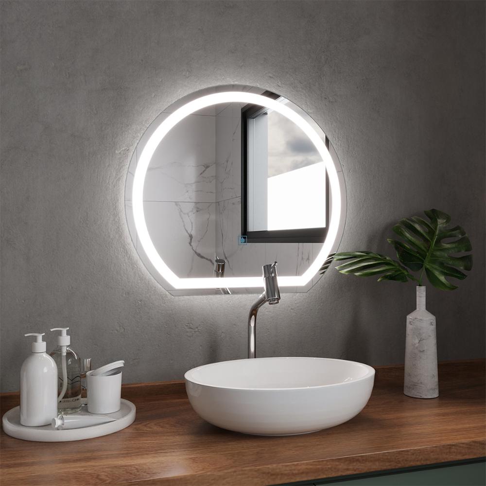 Espelho Redondo com LED 45x50cm Touch Bivolt Moderno