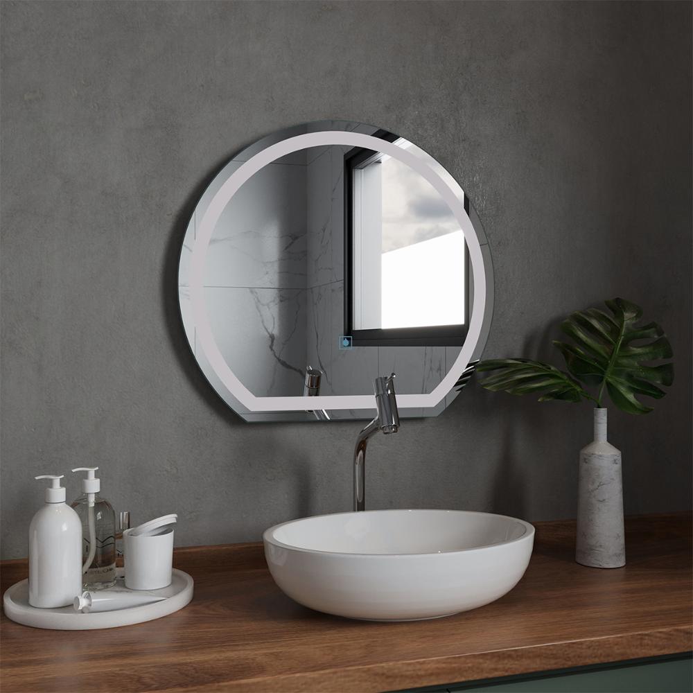 Espelho Redondo com LED 45x50cm Touch Bivolt Moderno
