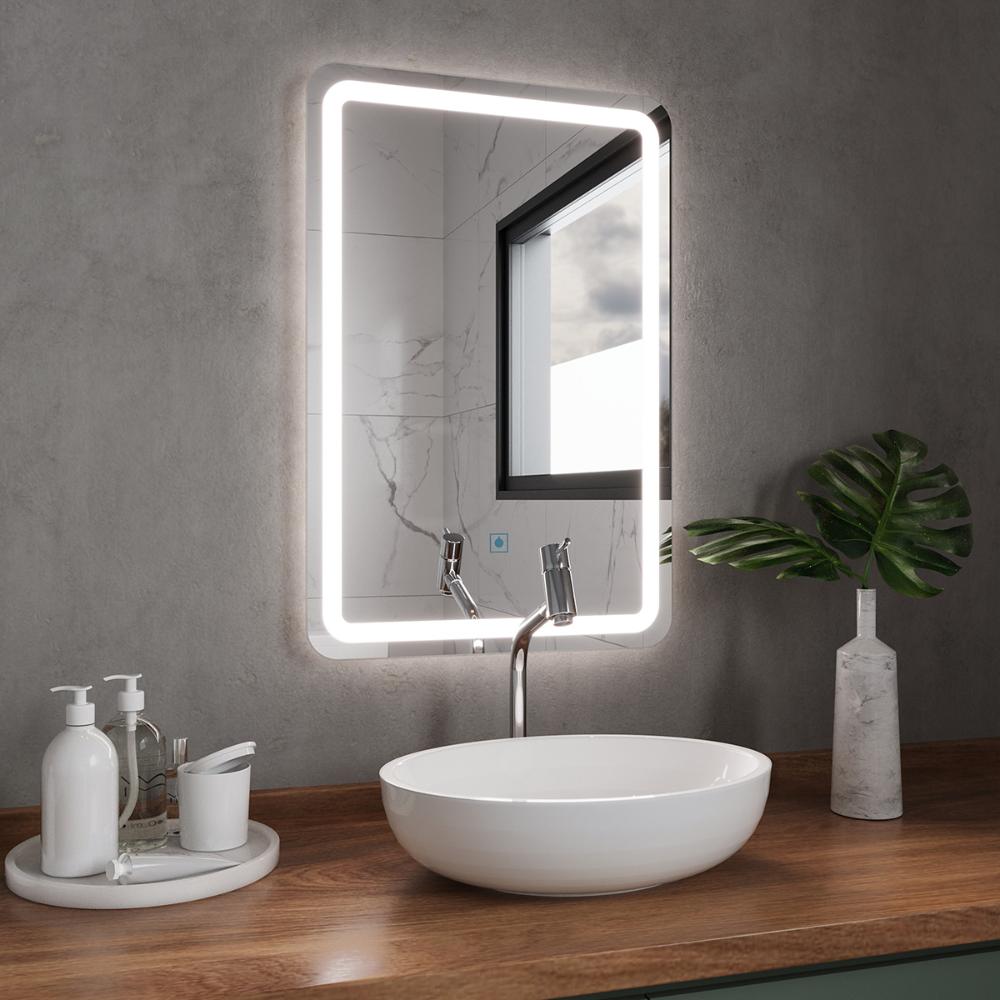 Espelho Retangular com LED 60x40cm Touch Bivolt Moderno LED Frio