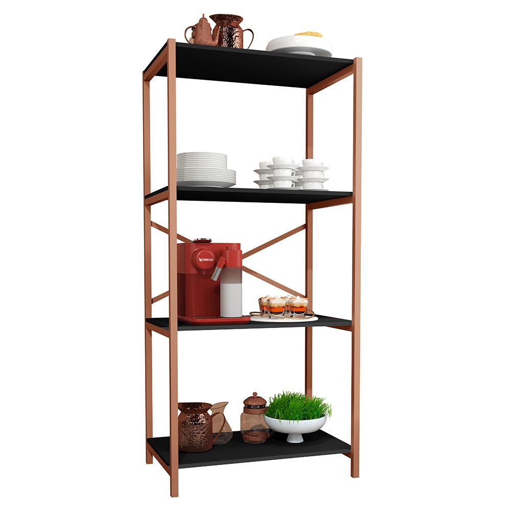 Estante Armário Steel 76cm Estilo Industrial com Pés em Aço Cobre/Preto