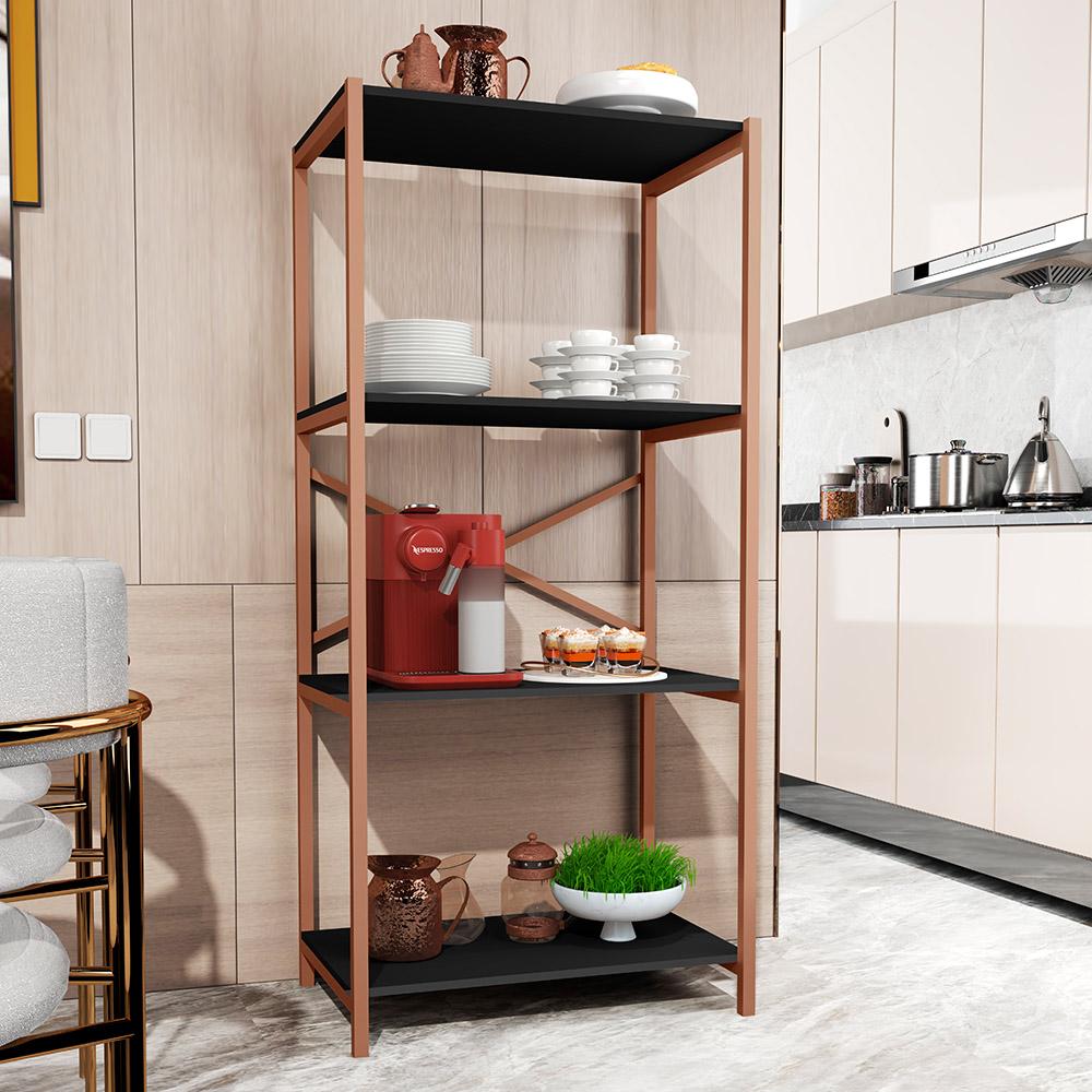 Estante Armário Steel 76cm Estilo Industrial com Pés em Aço Cobre/Preto