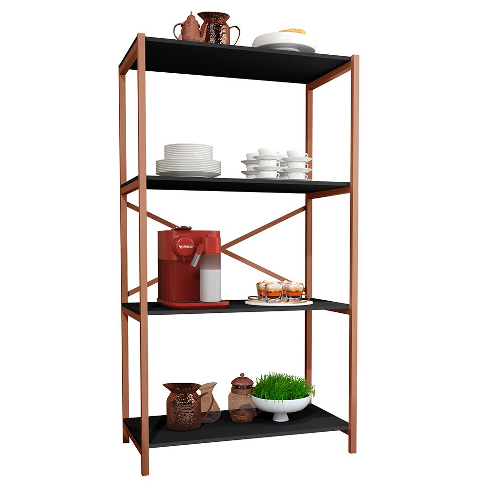 Estante Armário Steel 90cm Estilo Industrial com Pés em Aço Cobre/Preto