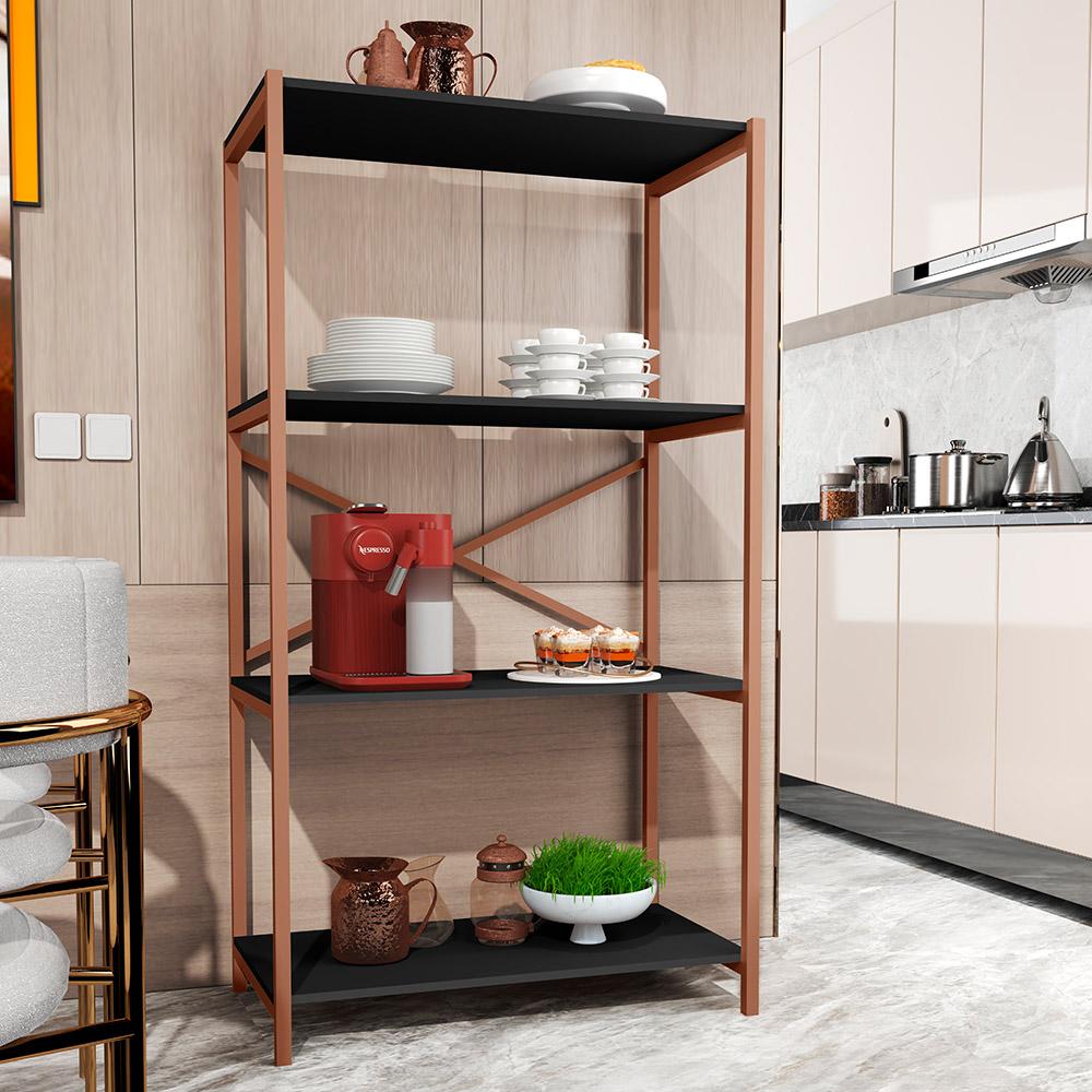 Estante Armário Steel 90cm Estilo Industrial com Pés em Aço Cobre/Preto