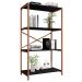 Estante Livreiro Steel 90cm Estilo Industrial com Pés em Aço Cobre/Preto