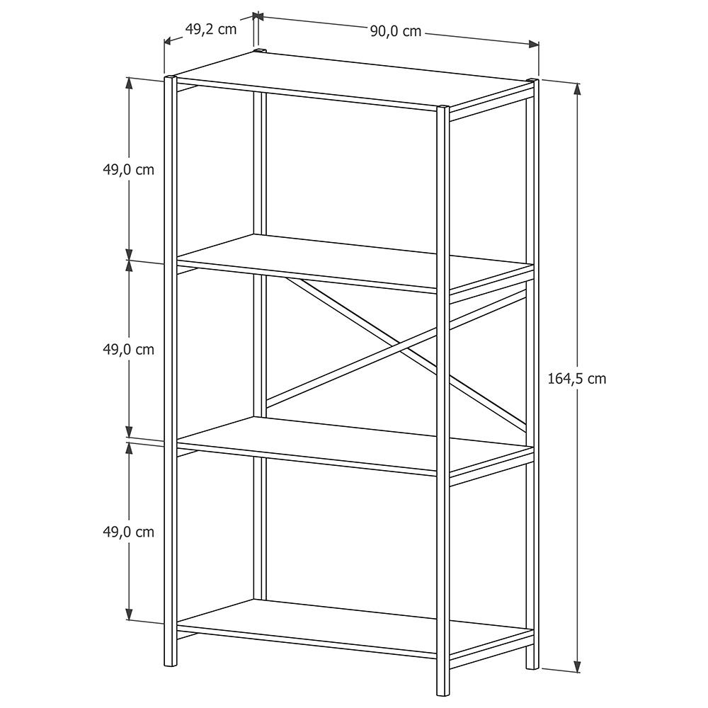Estante Livreiro Steel 90cm Estilo Industrial com Pés em Aço Cobre/Preto