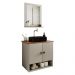 Gabinete Arm Banheiro Deli 2 Portas com Cuba Oxford Preta Off White/Nature