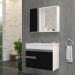 Gabinete Armario Para Banheiro Firenze com Espelheira e Cuba Branco/Preto
