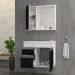 Gabinete Armario Para Banheiro Firenze com Espelheira e Cuba Branco/Preto