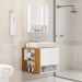 Gabinete Troia Cuba Dalla Branca Torneira Inox Valvula Click Branco/Naturale