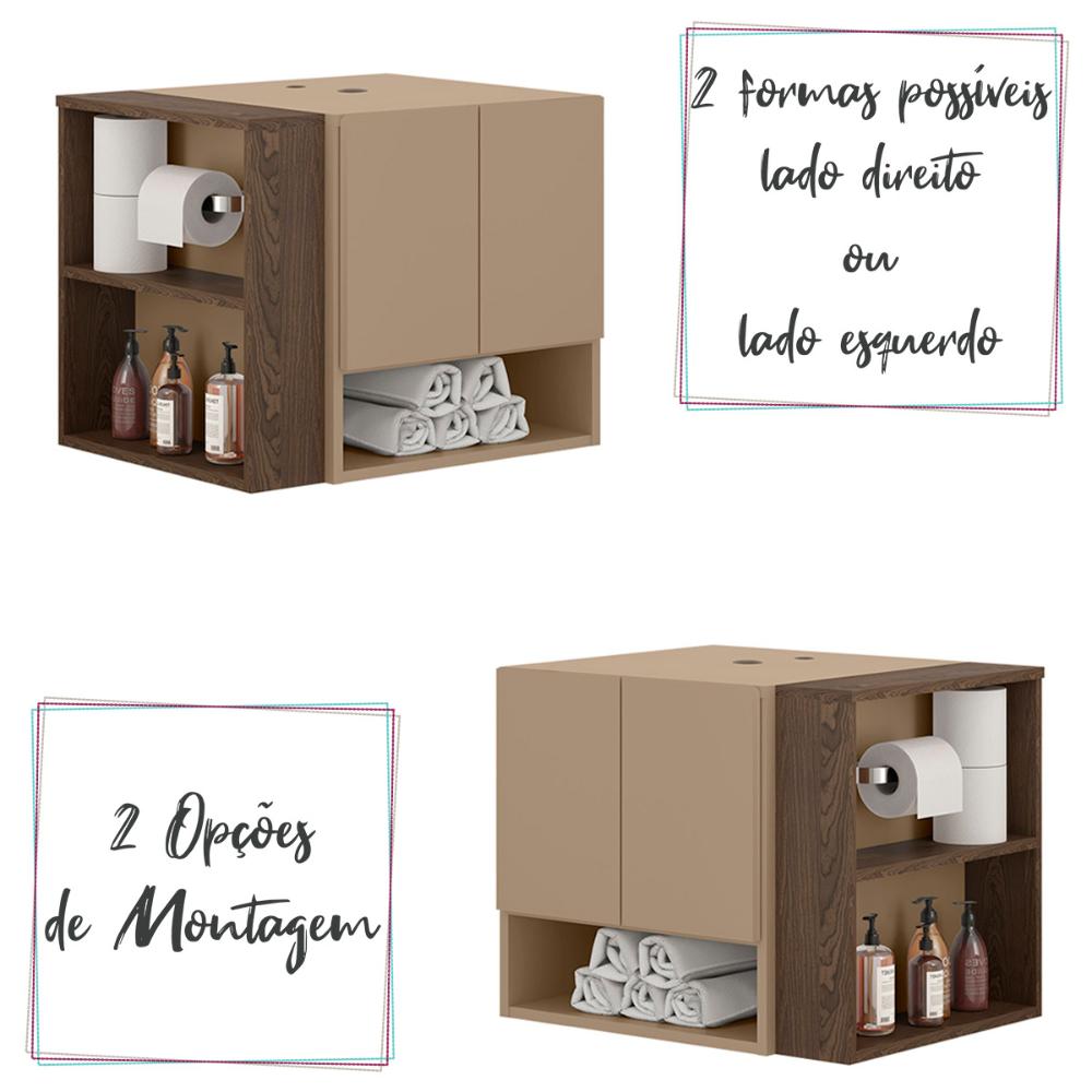 Gabinete Troia Cuba Dalla Branca Torneira Inox Valvula Click Fendi/Carvalho