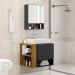 Gabinete Troia Cuba Dalla Branca Torneira Inox Valvula Click Preto Fosco/Naturale