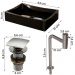 Gabinete Troia Cuba Dalla Preta Torneira Inox Valvula Click Branco/Naturale