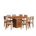 Kit Mesa de Jantar Santiago 136 Prato Giratorio e 6 Cadeiras Cinamomo/Nevoa Boucle