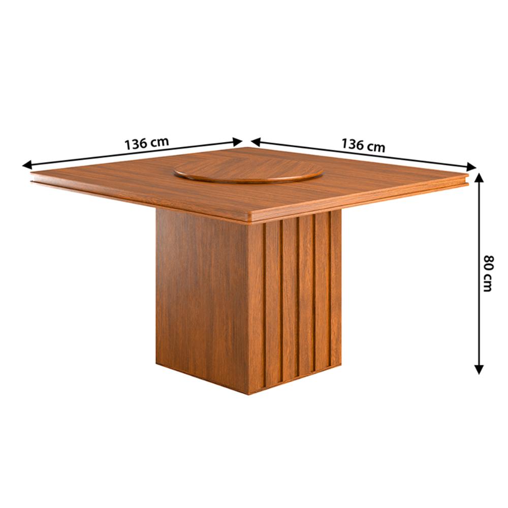 Kit Mesa de Jantar Santiago 136 Prato Giratorio e 6 Cadeiras Cinamomo/Nevoa Boucle